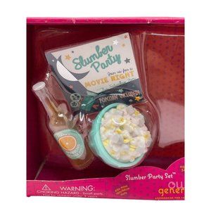 Our Generation Slumber Party Set 18" Girl Doll Accessories Popcorn Soda Bottle